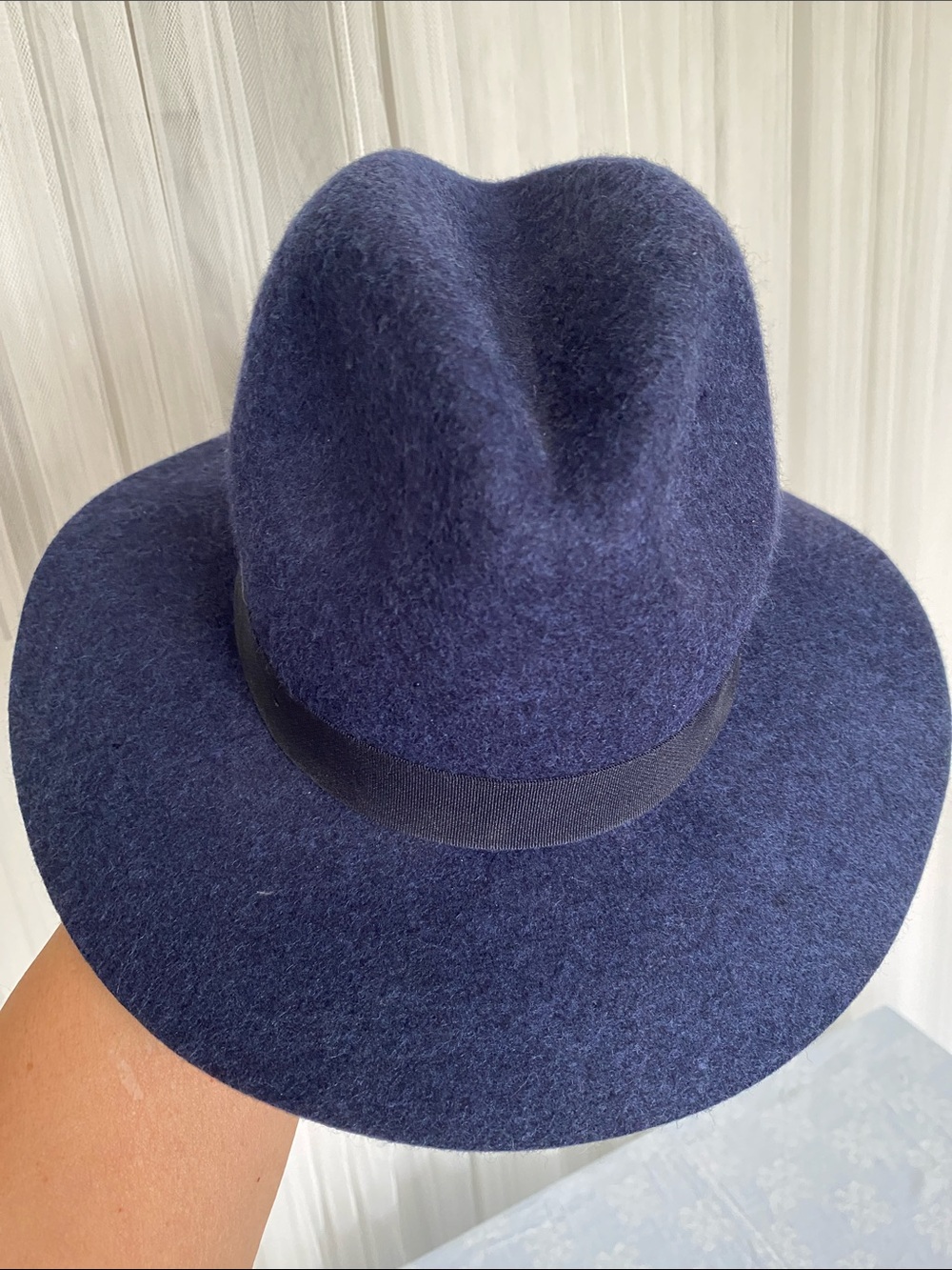 Banana Republic Navy Felt Fedora with Black Band S/M